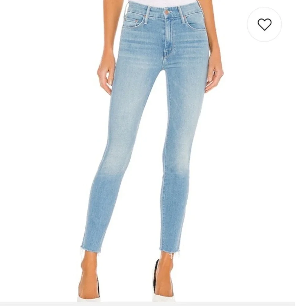 MOTHER The Looker Ankle Fray Jeans Hold My Hand Light Blue Wash 1431-926 Size 25